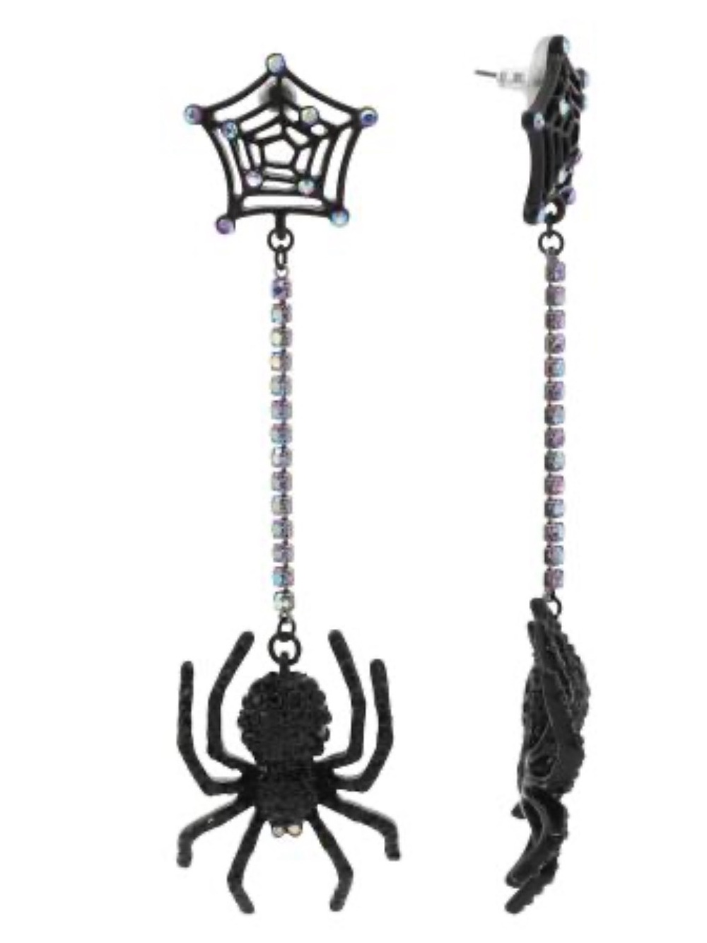 Betsey Johnson Black Spider & Web Dangle Earrings